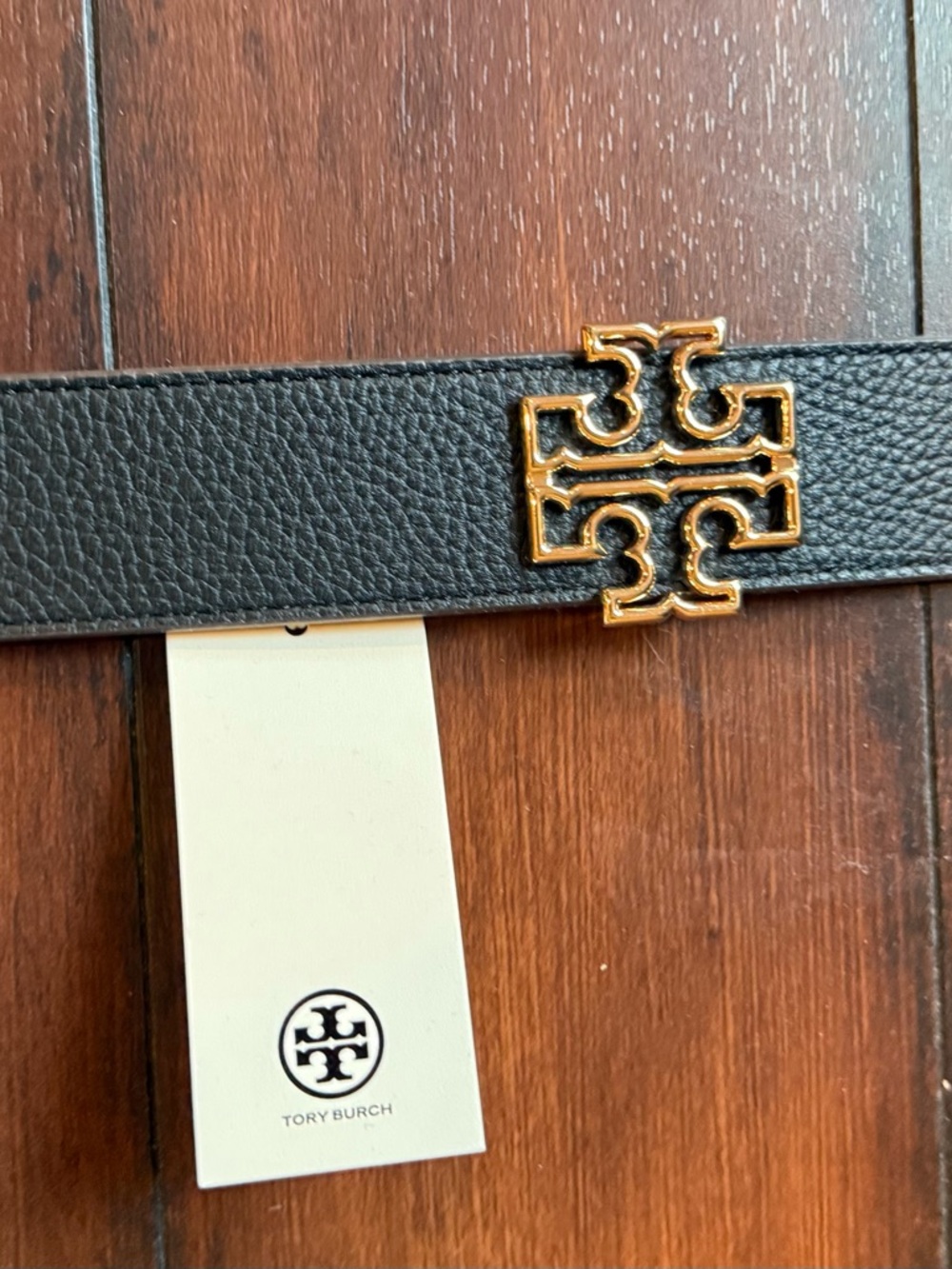 Tory Burch Tan Leather Belt with Gold Buckle